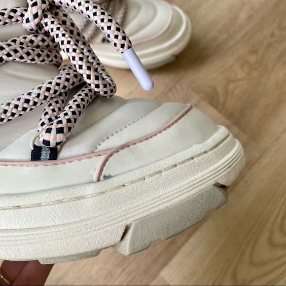 ZARA Off White & Pink Chunky Puffer Winter Boots | Insulated | Women’s Size 5 - Picture 5 of 6